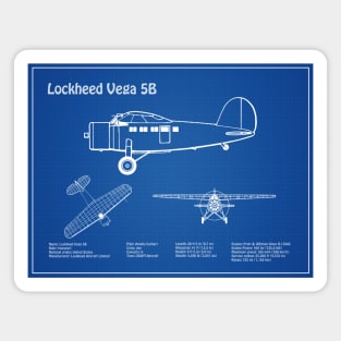 Lockheed Vega 5b of Amelia Earhart - Airplane Blueprint - AD Magnet